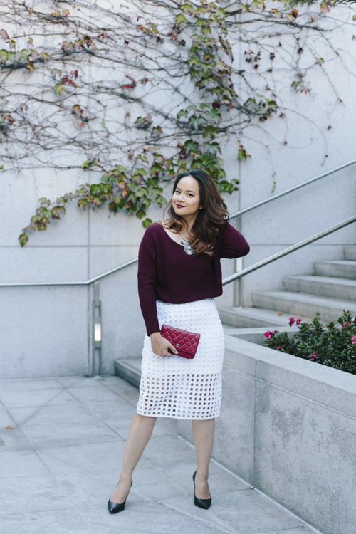 For the Fall – Transition Outfit featuring Dot Lace Pencil Skirt  & a little bit about a personal challenge
